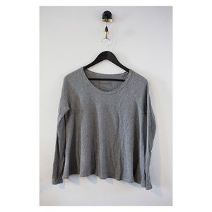 Grey waffle knit long sleeve shirt